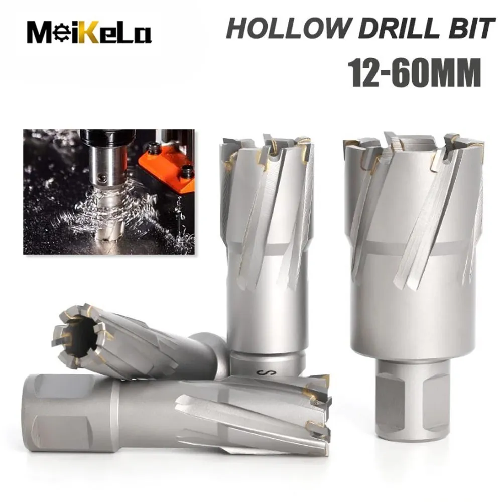 Meikela Diameter 12-60mm x 35mm TCT Annular Cutter ; Weldon Shank, 22 * 35mm Carbide Alloy Core Drill, 60 x 35mm Metal Hole Saw