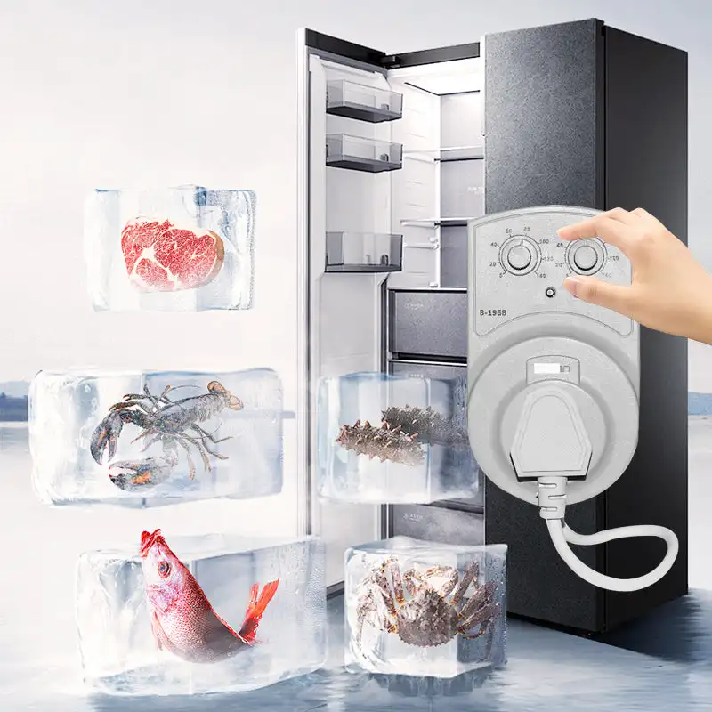 ตัวควบคุมอุณหภูมิภายนอกอิเล็กทรอนิกส์อเนกประสงค์ 1500W 220V รุ่นใหม่ พร้อมตัวตั้งเวลา ตัวป้องกันความล่าช้าสำหรับตู้เย็น 1