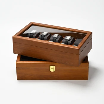 Oirlv 10 กริดกล่องนาฬิกากล่องเครื่องประดับไม้นาฬิกากรณีผู้ชายผู้หญิงนาฬิกากล่องเก็บนาฬิกาข้อมือกล่อง 2