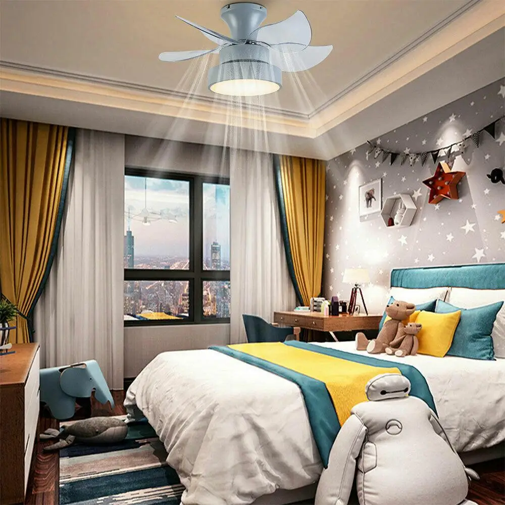 

23'' LED Ceiling Fan Light Chandelier Acrylic Lamp 3 Color w/Remote Control Fandelier 3 Speed Control