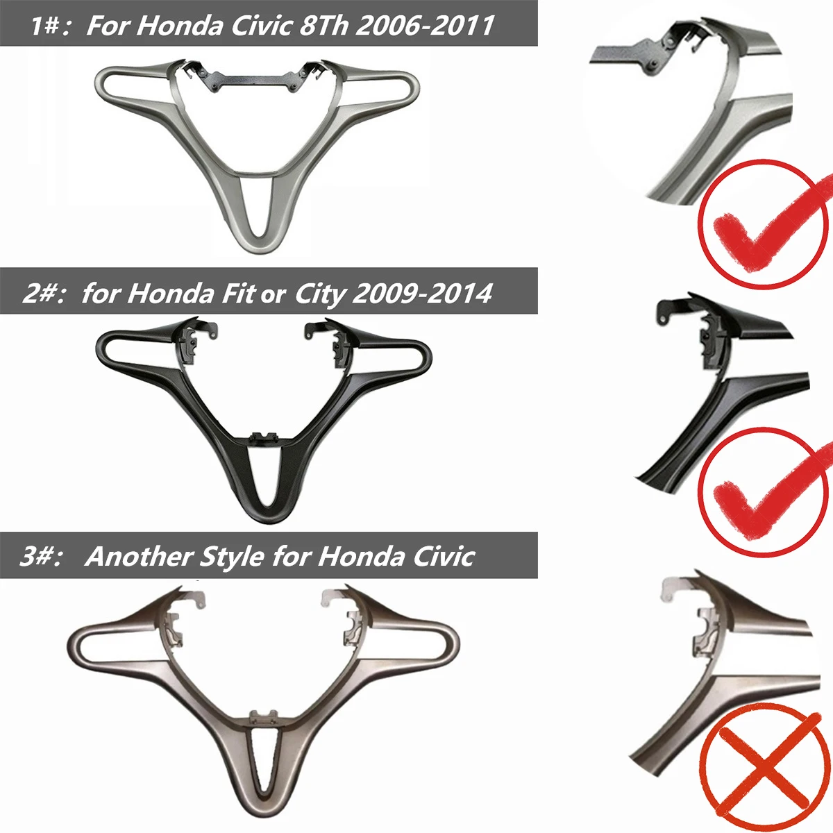 Steering Wheel Decorative Strip For Civic 8th 2006-2011 For Honda Fit City 2009-2014 steering wheel decorative strip