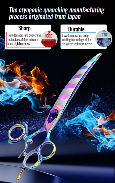 Fenice-プロのペットはさみ,カラフル,湾曲,6.0インチ,グルーミングはさみ,犬と猫用,6.5 フェニーチェプロフェッショナル JP440C \u0026 VG10 カラフルな 6.0 6.5