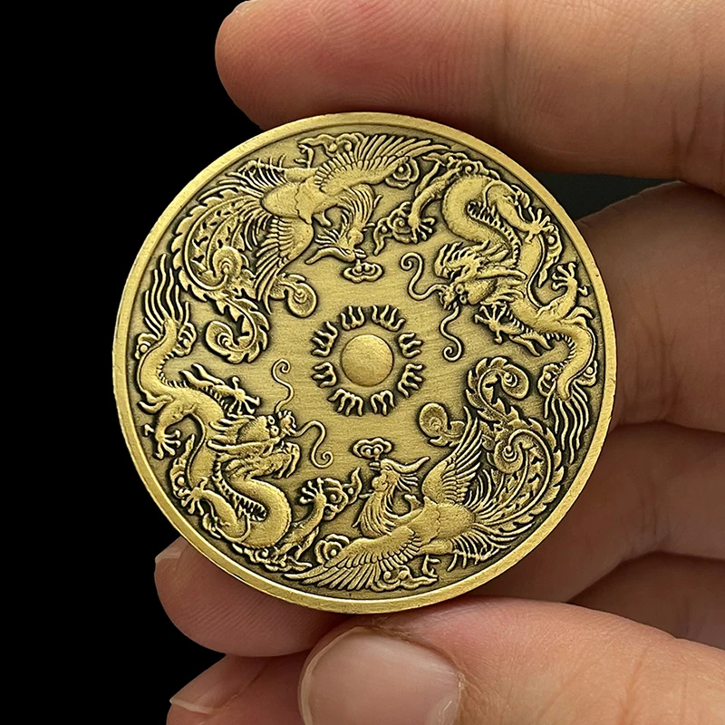 Dragon Chinois Traditionnel Et Phoenix Pièce Chine Bonne Fortune Copie Pièce  Souvenir Pièces De Collection - Non-monnaie Pièces - AliExpress