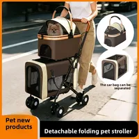 New upper and multi-layer pet stroller, universal for cats and dogs, spacious detachable and detachable hand cart 1