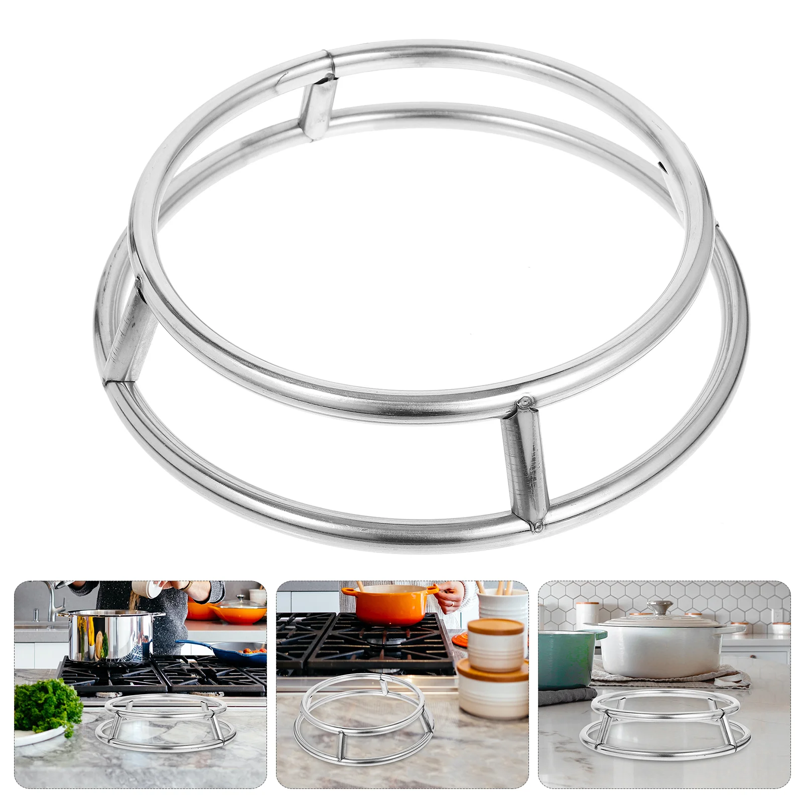 

Pot Storage Rack Home Stand Outdoor Wok Holder Reusable Camping Pan Stainless Steel Countertop