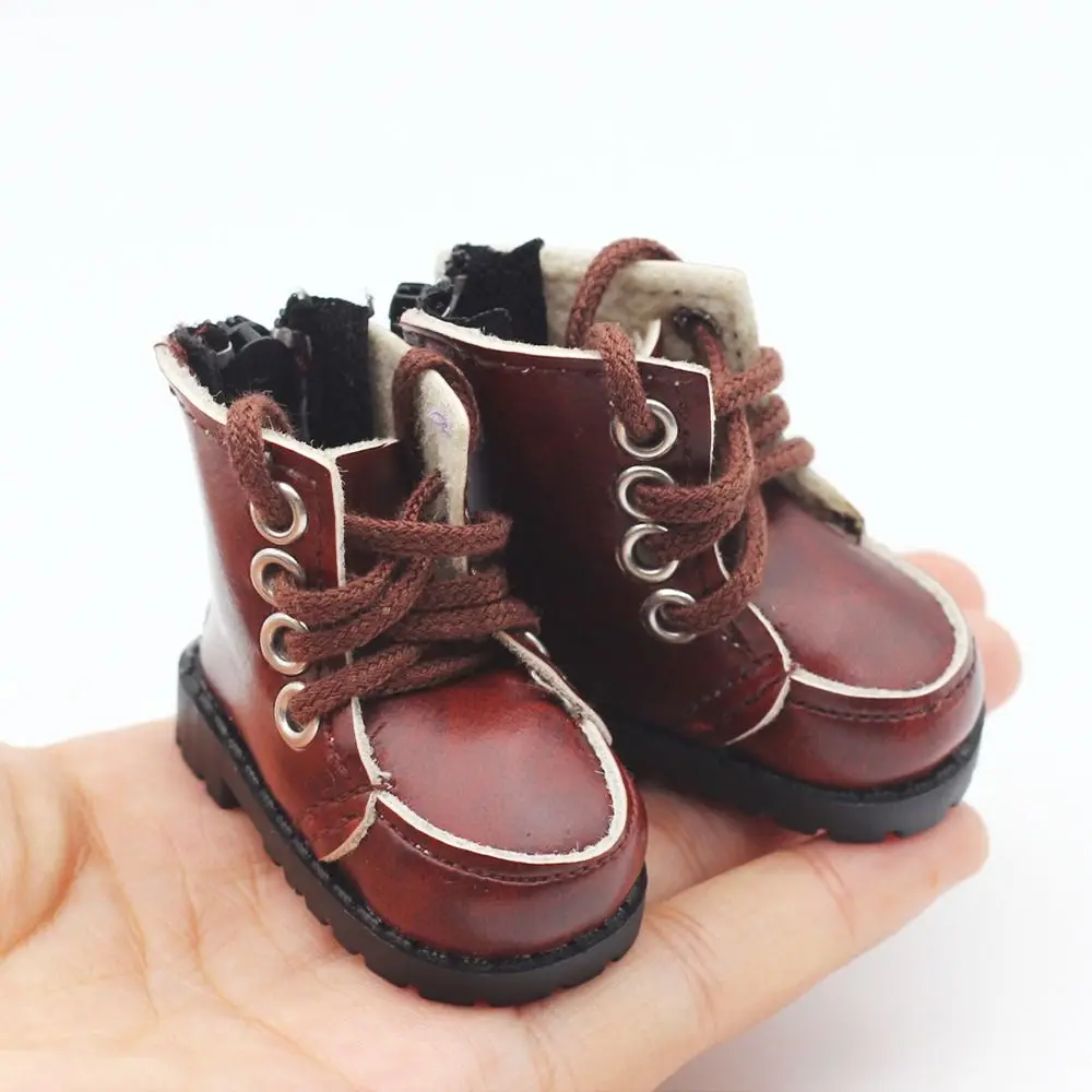 DIY Leather Material Doll Shoes Brown/Black Fashion Casual Wear Shoes College Style Doll Gift Toys 20cm Cotton Doll