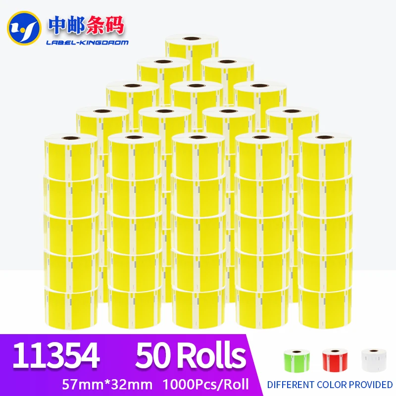 50 Rotoli Dymo Compatibile Giallo 11354 Etichetta 57Mm * 32Mm 1000 Pz Per Labelwriter 400 450 450Turbo Stampante Seiko Slp 440 450