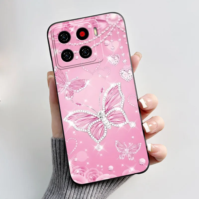 Luxury Fashion Butterfly & Floral Black Soft TPU Silicone Protective Phone Case