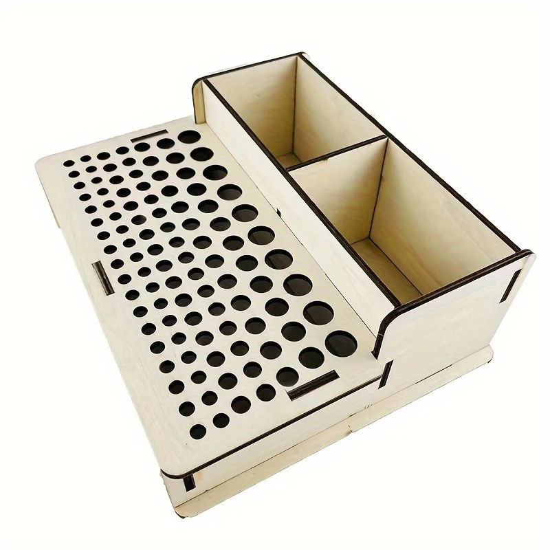 Wood Storage Box Leather Tool Storage Holder Painting Brush Tool Rack Multifunction Leathercraft Tools Holder 1PC YOMDID