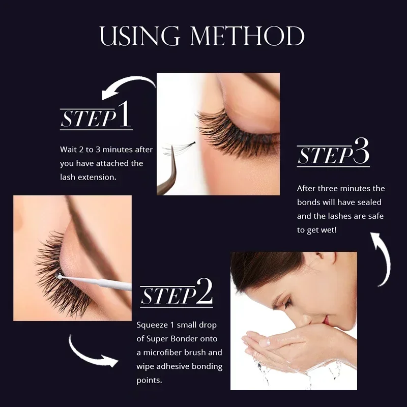Gollee Eyelash Extensions 15ml Eyelash Cleansing Primer Super Bonding 0.5s Lash Extension Glue Professional Eyelash Adhesive 2