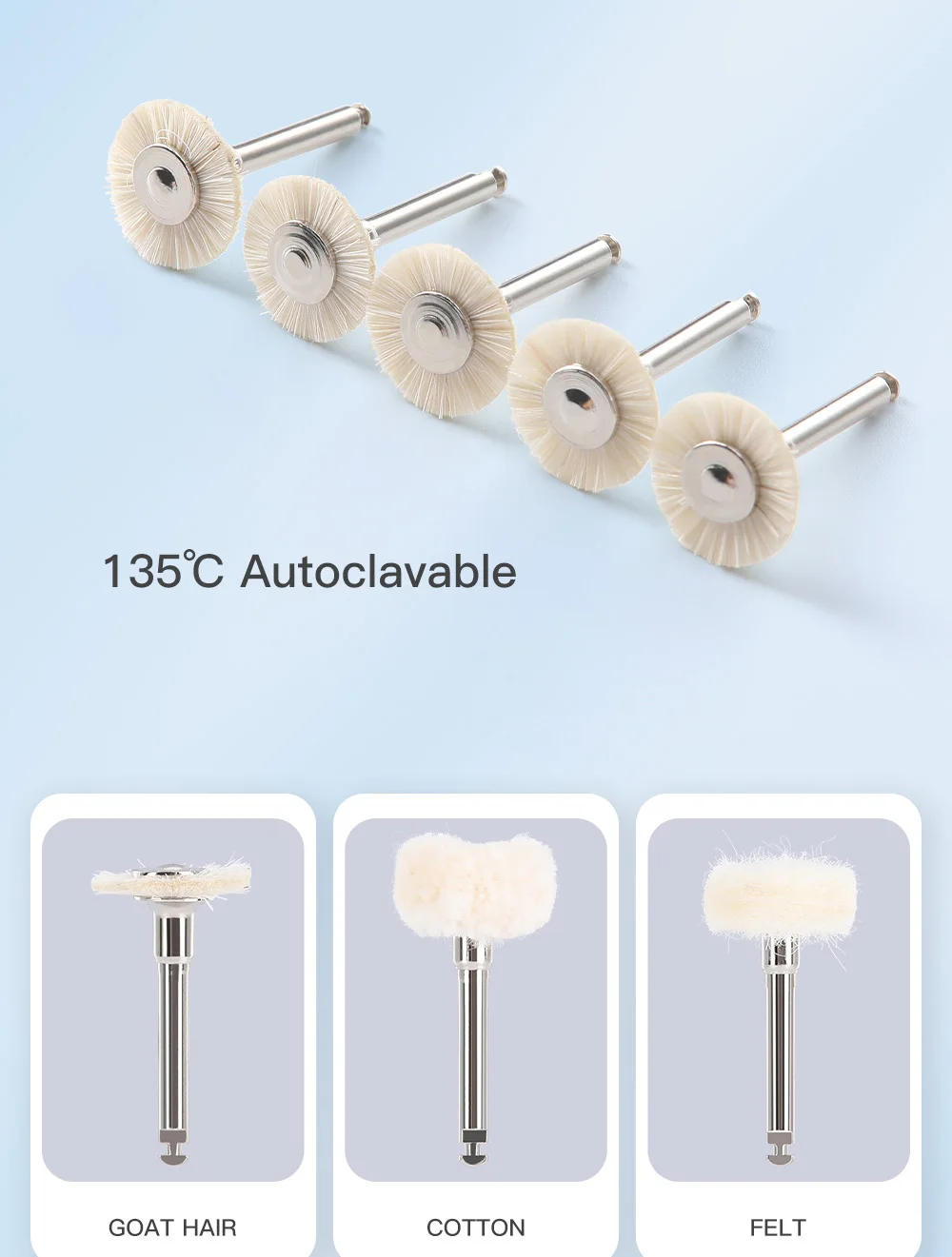 JOY DENTAL 5 Stück Dental-Polierbürste, Filzrad, Wolle, Baumwolle, Polierbürsten, Polierer für Drehwerkzeuge, 2,35 mm Polierscheibe – Detail 6