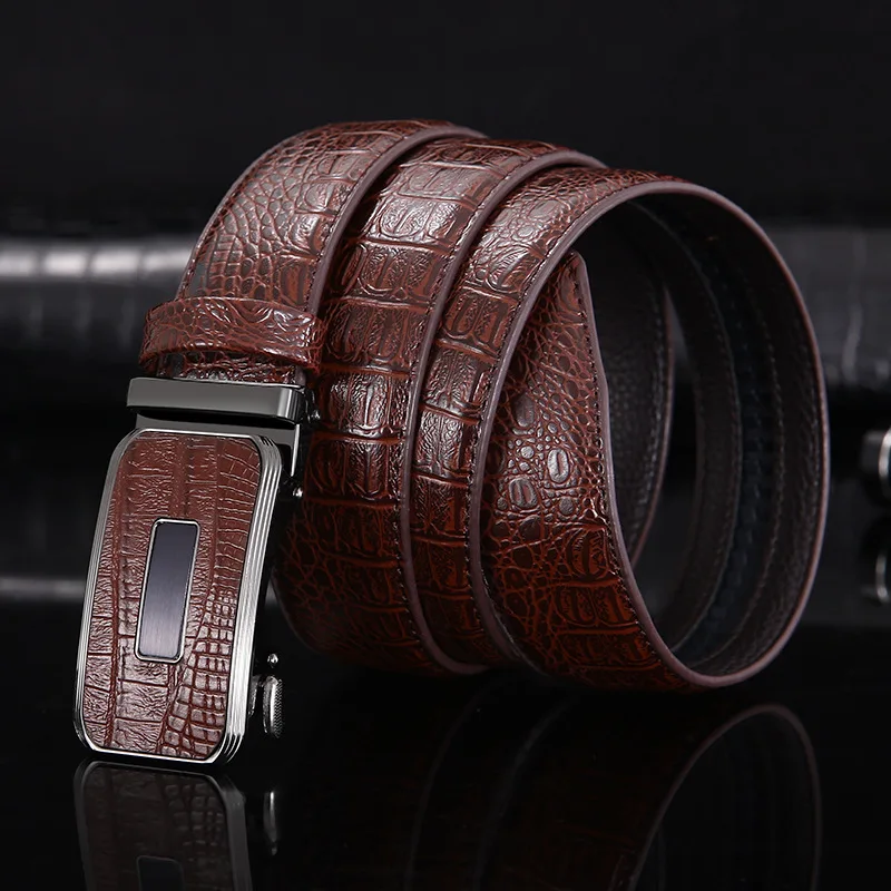 Luxury Genuine Leather Belt for Men with Automatic Metal Alloy Buckle - Plus Size
