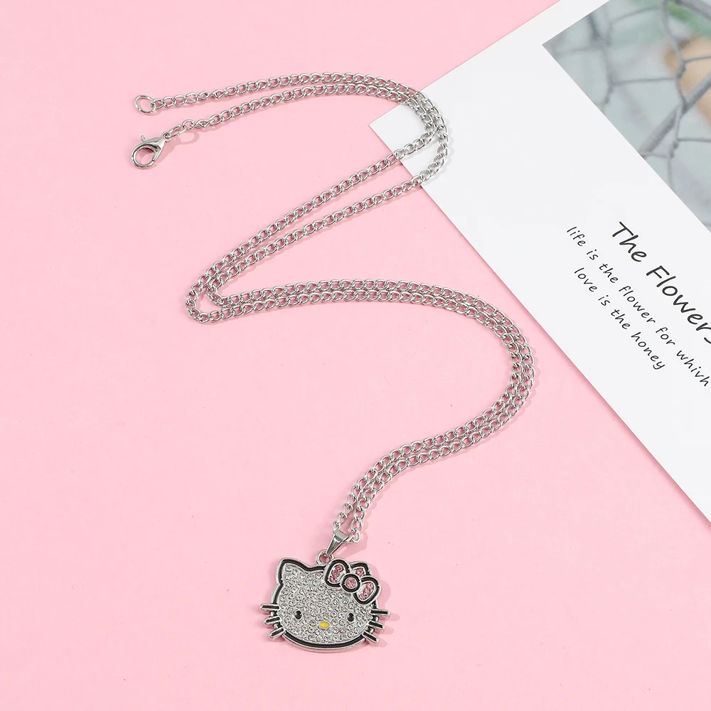 Swarovski Hello kitty Kawaii with Pink Heart Necklace pendant Genuine mint  | eBay