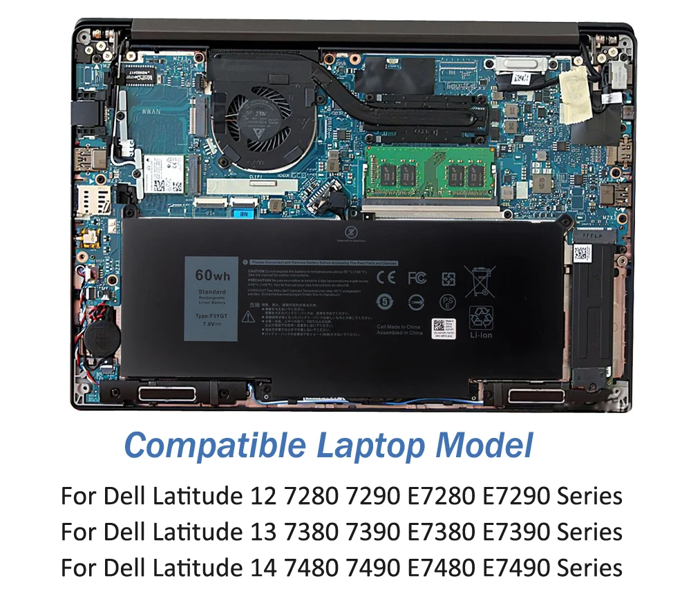 Etesbay-bateria do Portátil para Dell Latitude Dell Latitude 12 13 14 7280 7290 7380 7390 7480 7490 E7280 E7290 E7290 E7380 E7390 F3ygt Dj1j0 60wh - Imagem 4