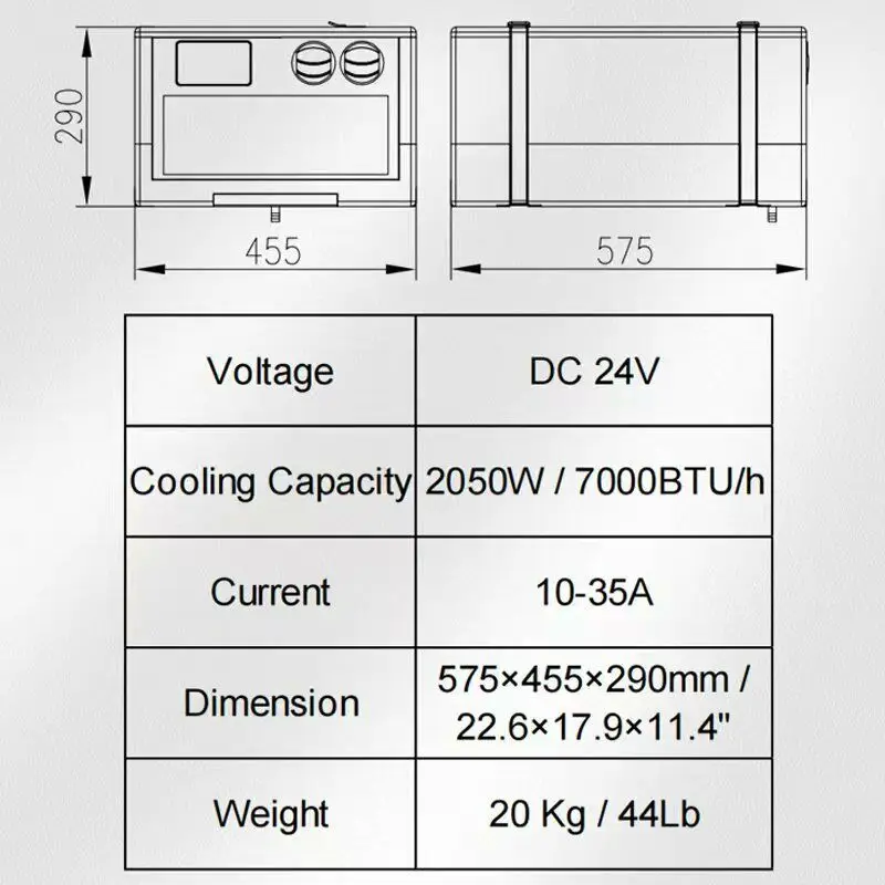Treeligo Car Portable Electric Air Conditioner 24V Integrated Built-in Air Conditioner with Remote Control for RV Camper Truck