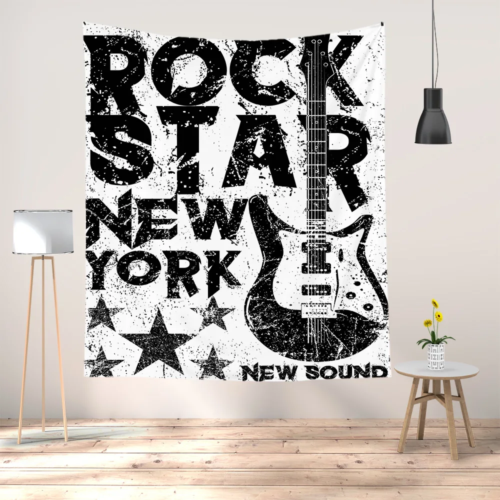 

Rock Concert Poster Tapestry Wall Hanging Gothic Home Black Skull Concert Party Tapestry for Living Room Bedroom Home Decoration