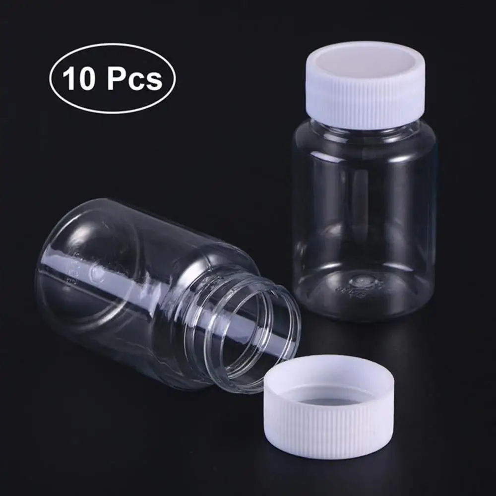 10Pcs 15ml 30ml Plastic Pill Bottles Plastic Seal Bottles Solid Powder Medicine Pill Vial Container Reagent Packing