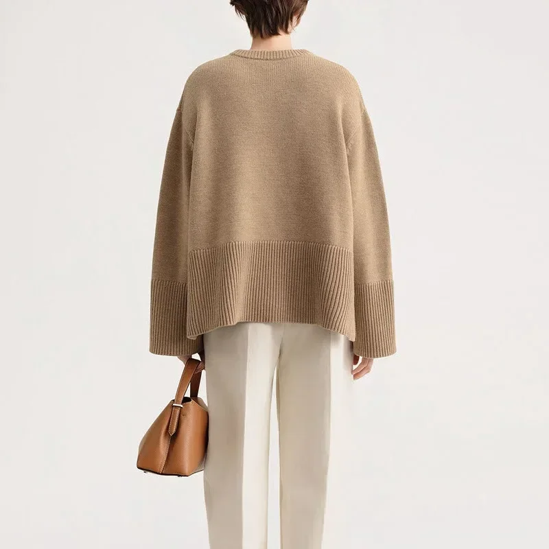 LUXURY-Sweater for Women, Casual Loose Blend, Round Neck, Long Sleeved Knit Top, Nordic Style, Spring and Winter, 2025 2