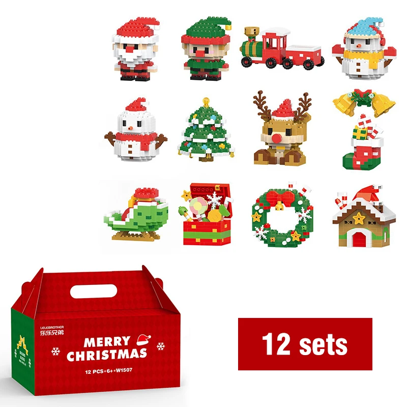 Festive Micro Building Block Santa & Reindeer Puzzle Set - Holiday Table Decoration Toy