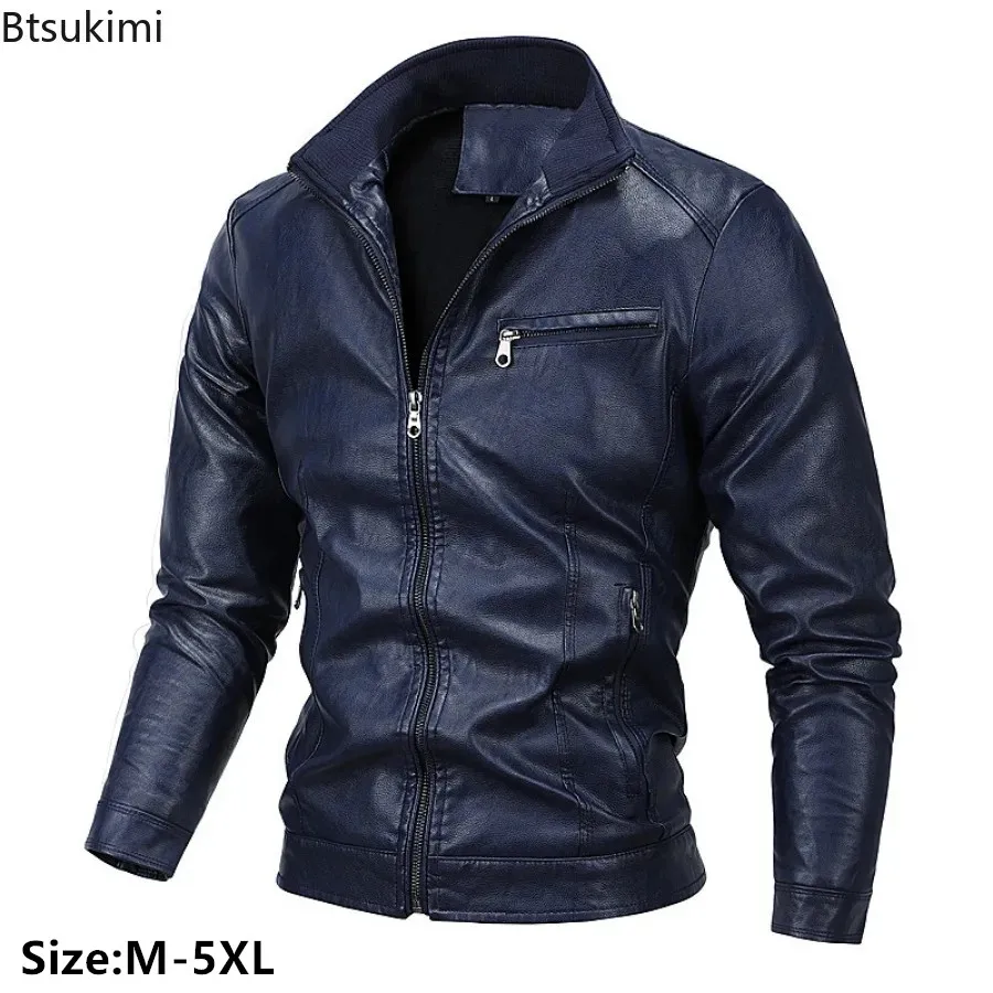 Fashion New Men's Handsome PU Leather Jackets Man Young Teen Cool Motorcycle Plus Fleece Leather Coats Trend Streetwear Male 5XL