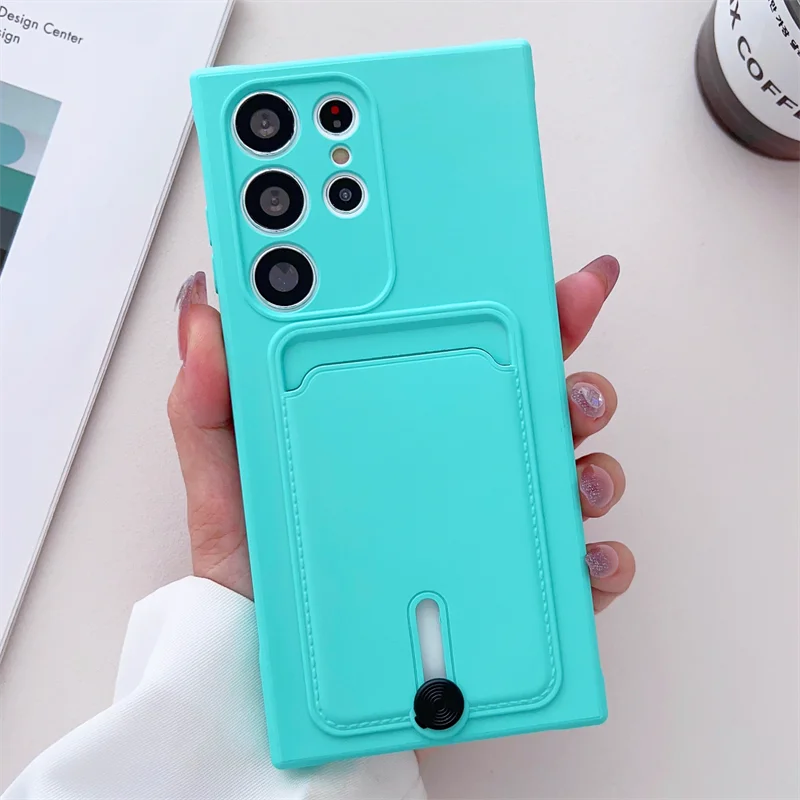 thumbnail image 1 of Simple Card Pocket Slot Couple Candy Case For Samsung Galaxy S24 S23 S22 S21 Ultra Plus FE A53 A33 A23 A13 A03S Soft TPU Funda, 1 of 5