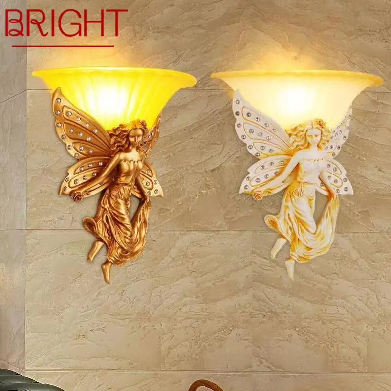 

BRIGHT Modern Angel Wall Lamp LED Creative Devise Resin Sconce Lights For Home Living Room Bedroom Corridor Fixture