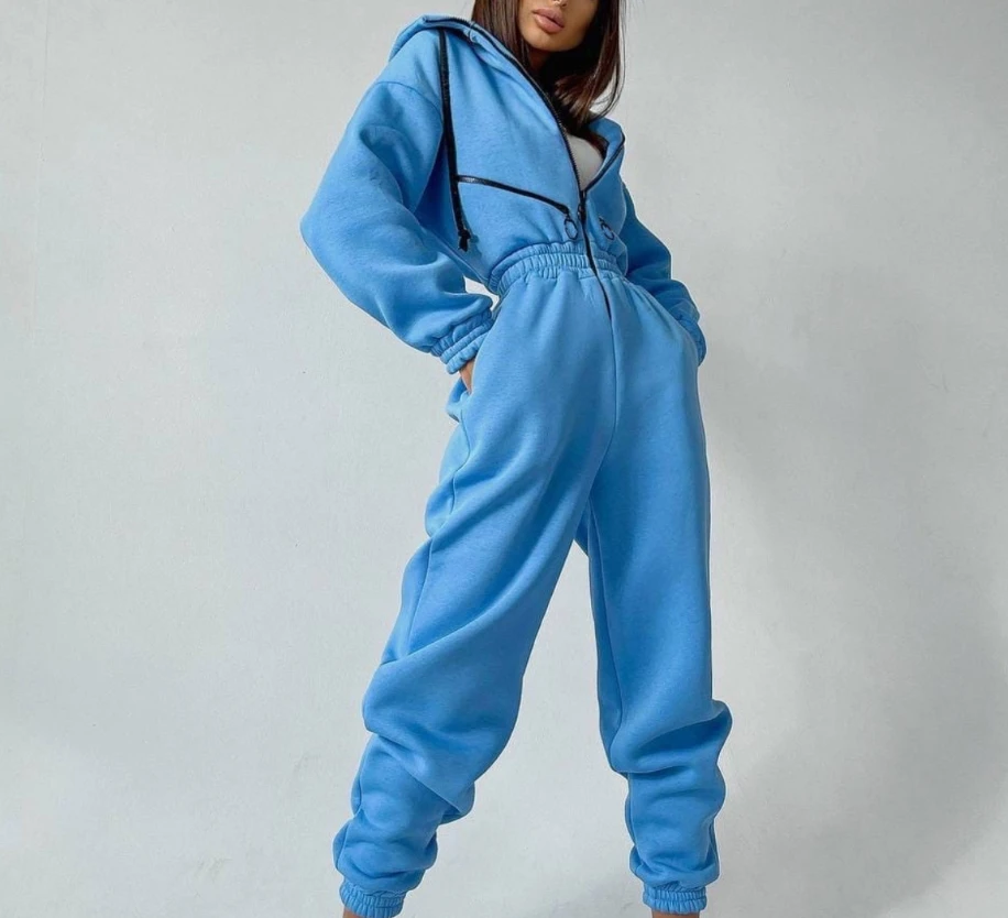 Sports Casual Long Sleeved Zippered Hooded Jumpsuit 2023 New Hot Selling Fashion Women's Autumn and Winter Clothing