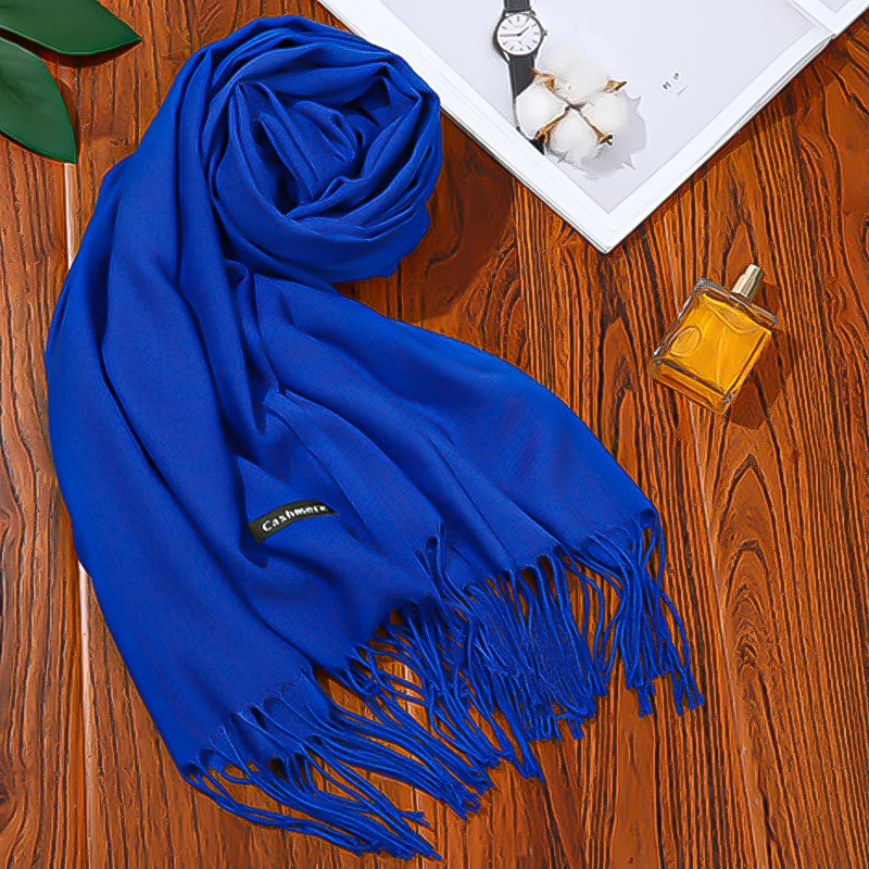 

2023 Winter Warm Multi-purpose Imitation Cashmere Scarf Thickened Solid Color Tassels Long Lady Shawls Long Shawl