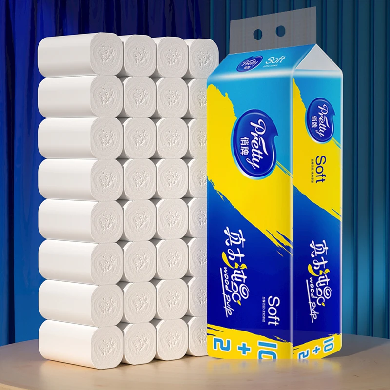 Toilet Paper 12 Rolls Full Box Five Layers Thickened Core Roll