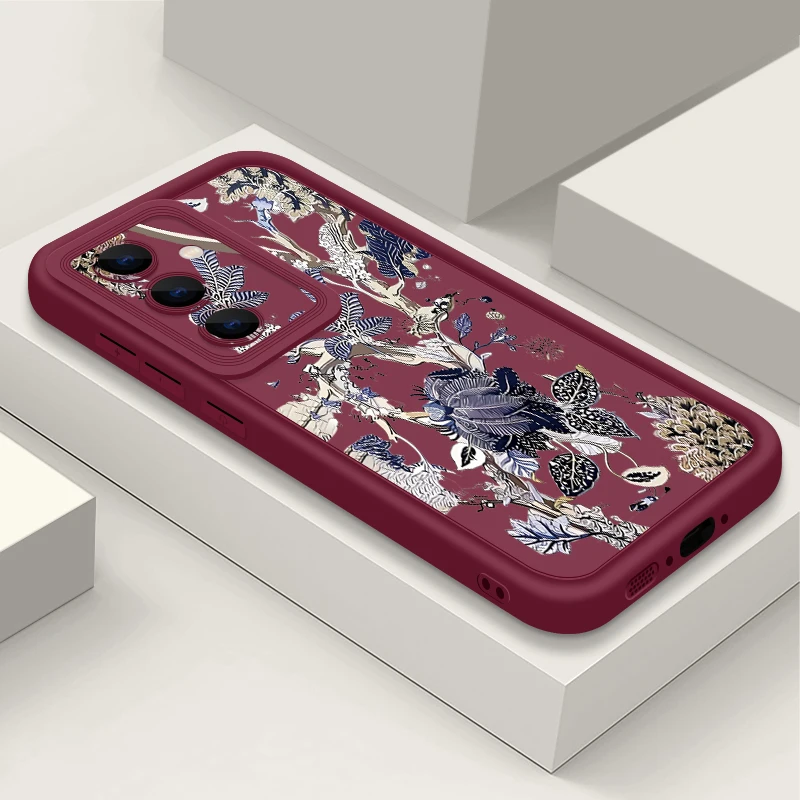 Vintage Floral Silicone Phone Case - Stylish Retro Design
