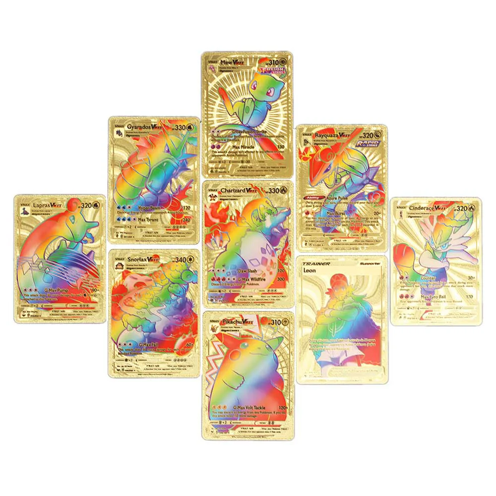 55pcs Foil Pokemon Cards Golden Shiny Rainbow Vmax Gx Card Charizard Pikachu Arceus Vstar Collection Card Plastic Child Toy Gift Aliexpress
