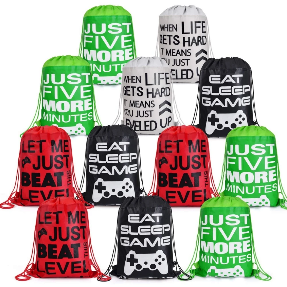 122436pcsVideoGameDrawstringBagsGameonGiftBagBackpack