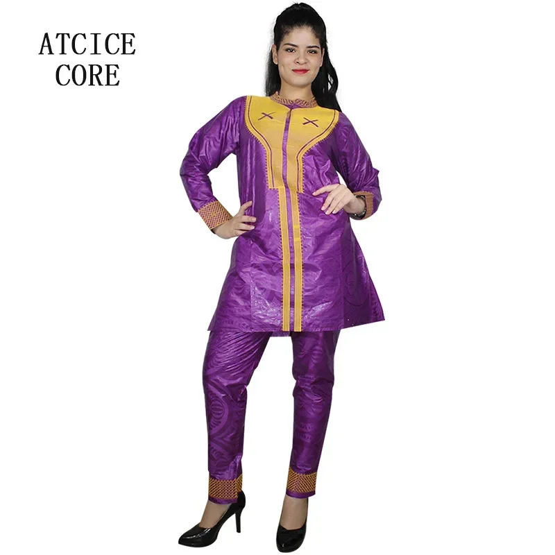 African Clothing For Women Dashiki Embroidery Design Soft Material Top And Pants One Suit