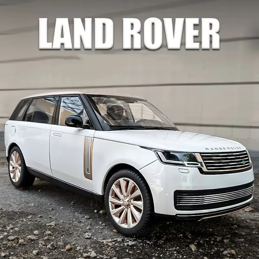 1/18 랜드 레인지로버 SV2022 합금 자동차 모델 장난감, 다이캐스트 금속, 소리 및 빛 고무 타이어, SUV 오프로드 차량, 어린이 선물