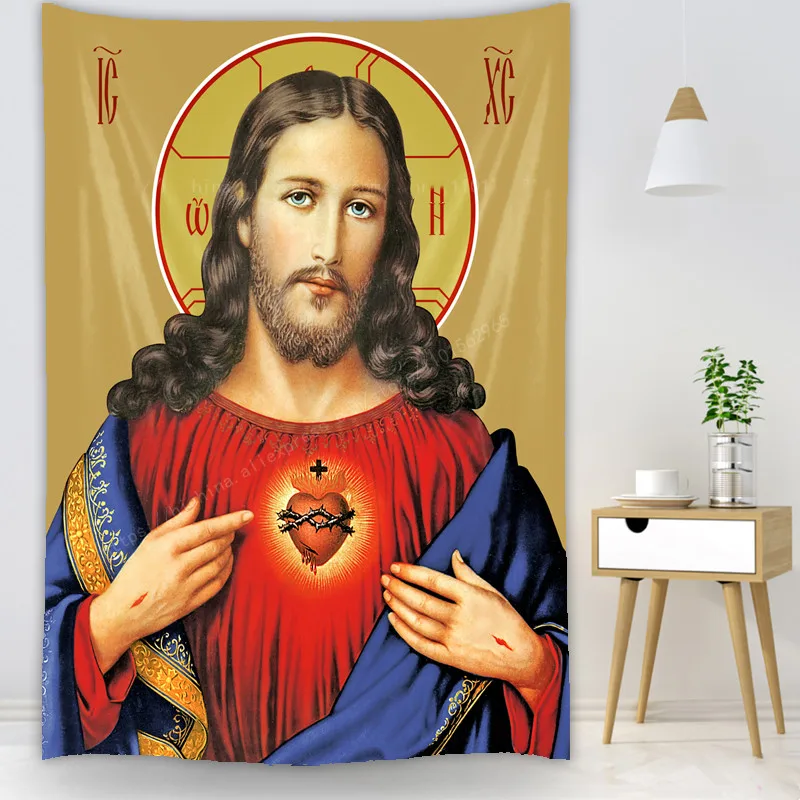 

Icon of Christ Tapestry Jesus Manger Wall Decorations Christian Believers Wise Men Wall Hanging Room Bedroom Living Room Decor