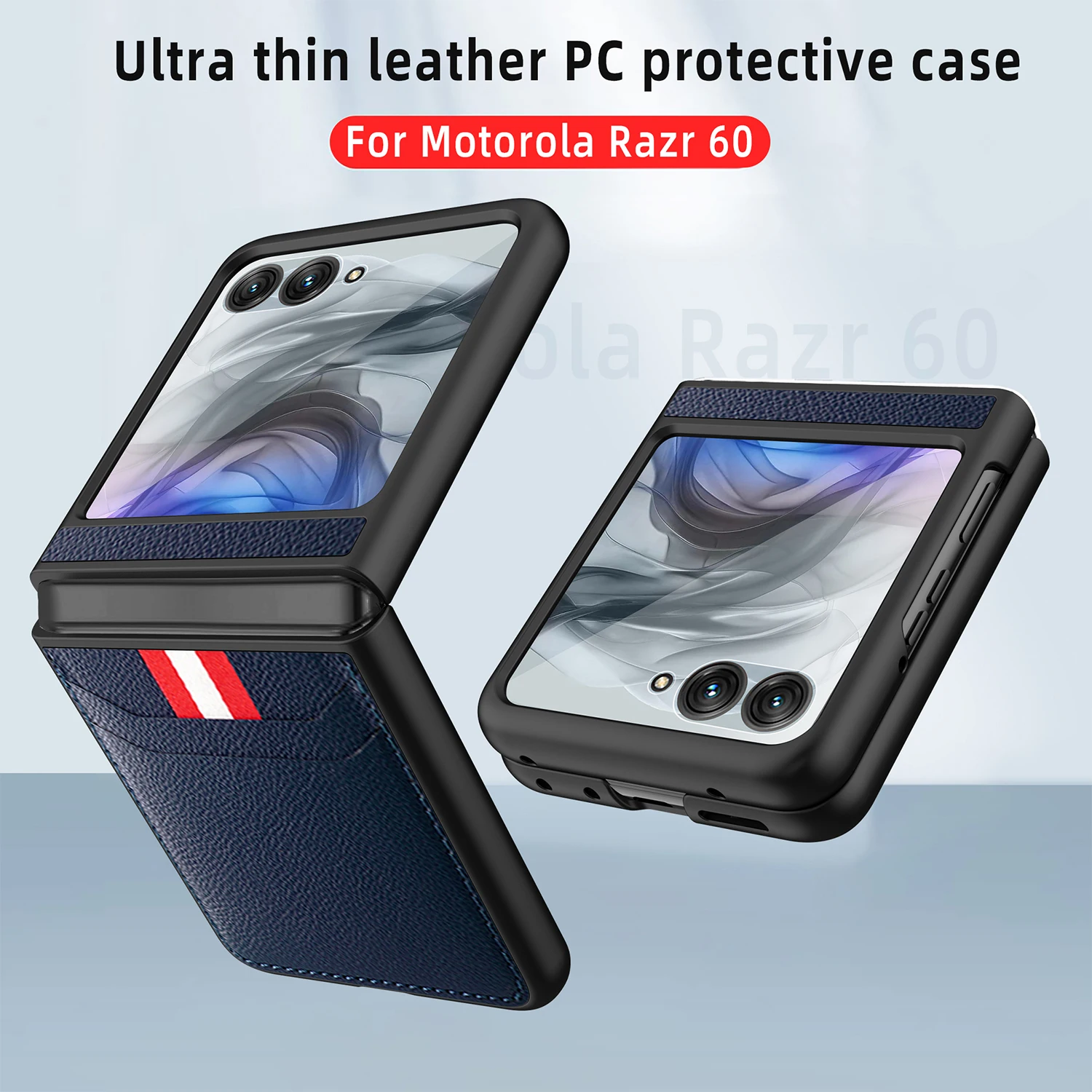 Luxury Lychee Pattern Card Slot Phone Case with Tempered Glass Cover