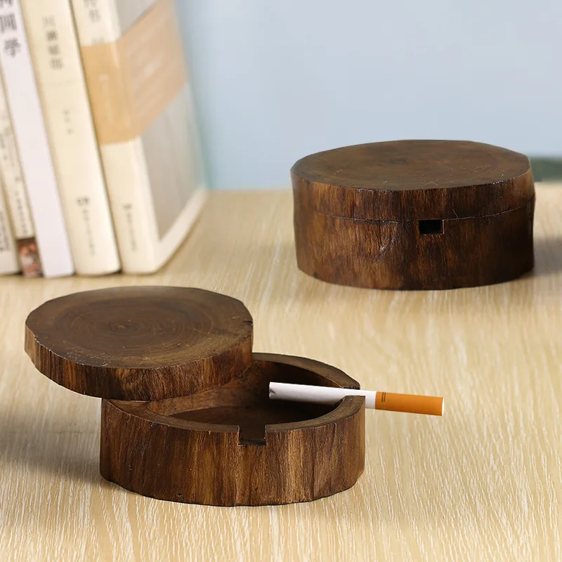 Wooden Ashtray for Smoking Weed Cigarette for Car Accessories Handwork Ash Tray Vintage Table Decorative