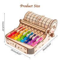 URY 3D Wooden Piano Hand Crank Xylophone Percussion Musical Instruments DIY Toy Rhythm Device Model for Children Christams Gift 2
