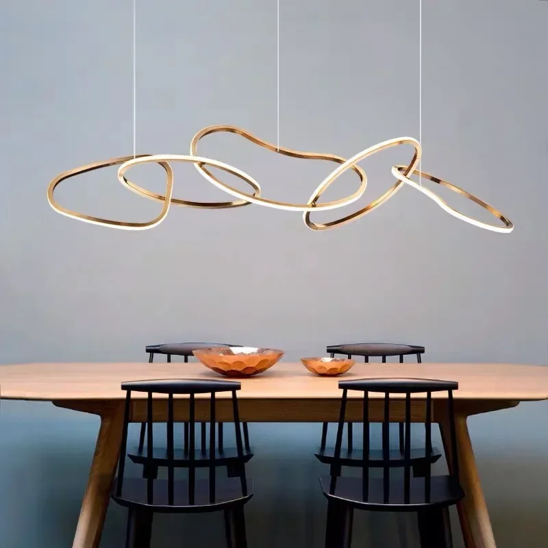 Modern Rose Gold Led Chandeliers Lighting Living Dining Room Decor Led Chandelier Lamp Indoor Hanging Lights Fixtures Luminaire