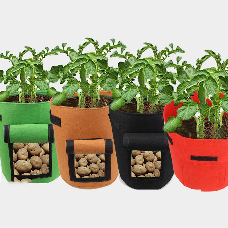 

Potato Grow Bags PE Vegetable Planter Growing Bag DIY Fabric Grow Pot Outdoor Garden Pots Garden Tools Veget Garden 1-12 Gallons