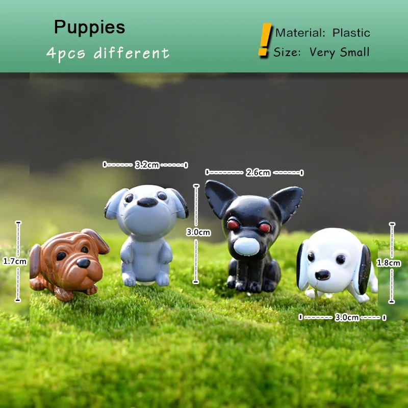 Miniature Teddy Puppy Figurine - Cartoon Animal DIY Dollhouse Decoration Toy