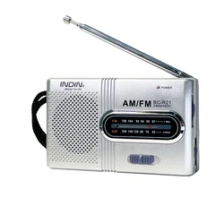 Compact AM/FM Portable Radio with Loud Speaker - Ideal for Indoor, Outdoor, and Emergency Use (Silver)