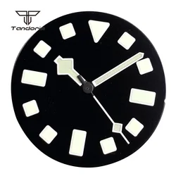Matte Finish 29mm Watch Dial with Green Luminous Details in Blue/Black/Green - Fit NH35 NH36 NH38 (Black dial hands)