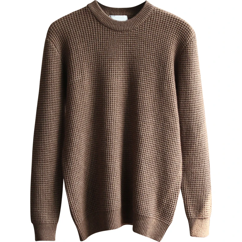 Thiened Texture Knitted Sweater round Ne Men's Faion Warm Pure Color Autumn Winter ential Long Sve Crew Ne Pull...