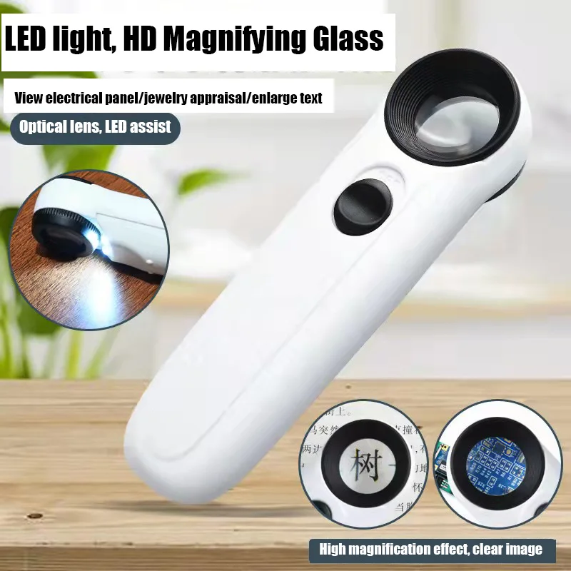 Magnifying Glass Handheldhigh-definition40x magnifying glass withLED light suitable for electronic repair， antique identification， iconic jewelry