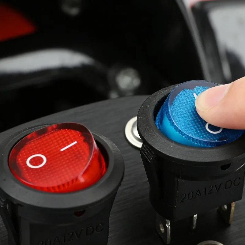 Illuminated Red LED Round Mini Rocker Switch