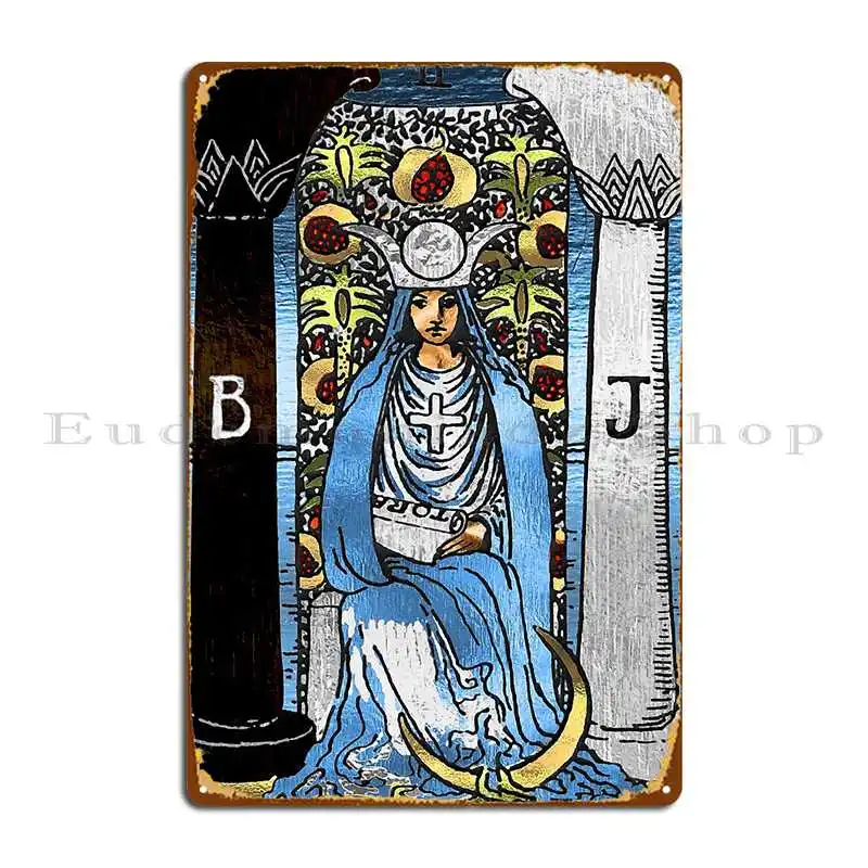 Tarocchi Gold Edition Major Arcana The High Priestess Metal Platform Printing Party Cinema Custom Wall Decor Tin Sign Poster