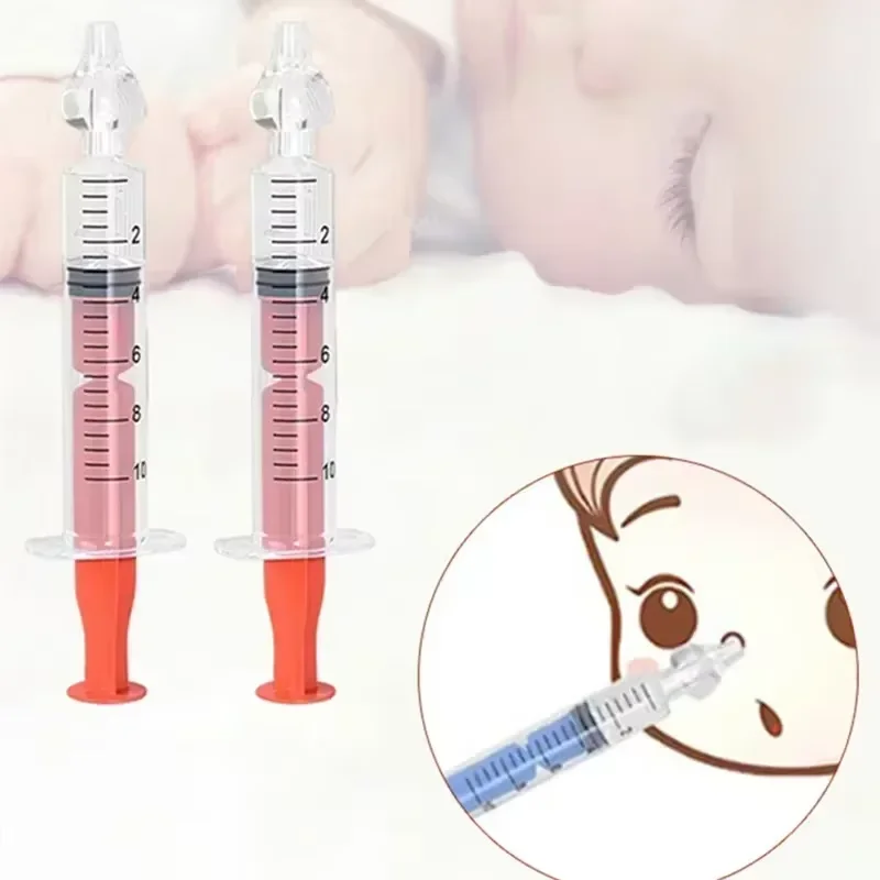 2Pcs Silicone Baby Nasal Aspirator Syringe Baby Nose Cleaner Kids Rhinitis Nasal Washer Reusable Irrigator Washing for Chi