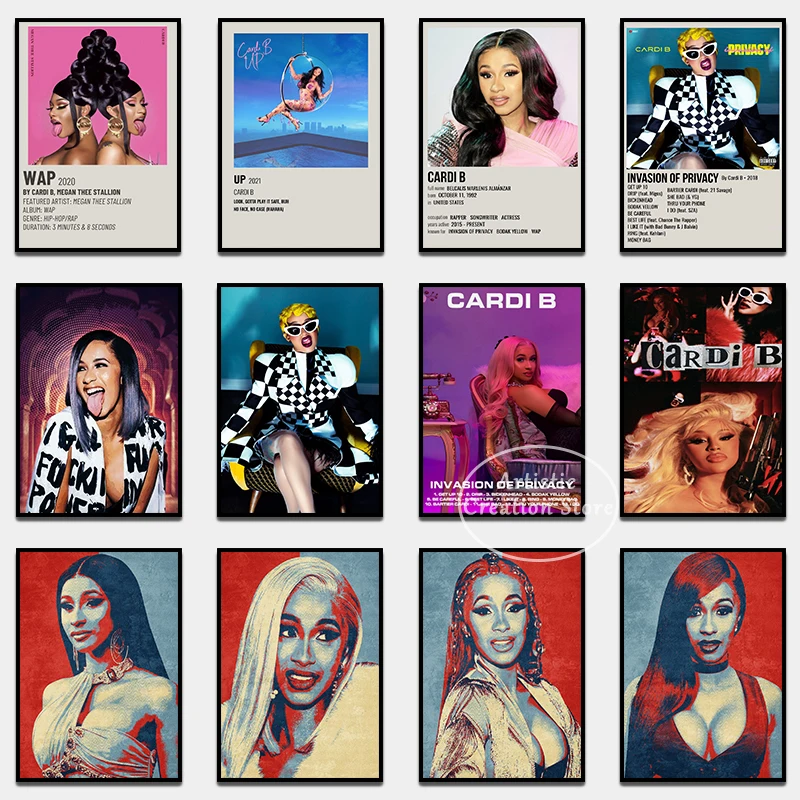 Cardi B Poster American Pop Music Rap Hip-Hop Singer Album Photo Magazine Immagini Stampa Canvas Wall Art Nordic Room Home Decor