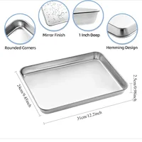 Stainless Steel Baking Tray Set with Grill 304 Stainless Steel Rectangular Cooling Rack Grilling Tools BBQ Safe Small Grill 6